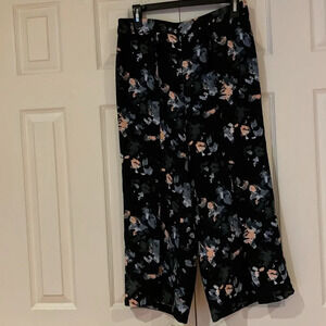 Icone for Simons Cropped floral Pleated Pull-On Dress Pant Purple Sz2